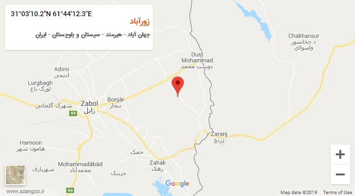 روستای زورآباد بر روی نقشه