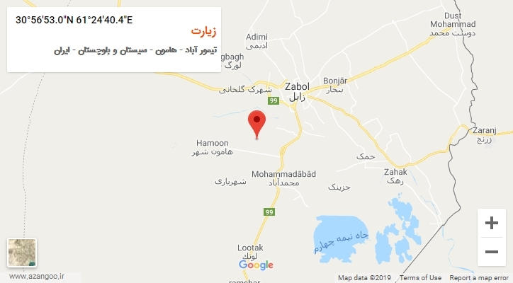 روستای زیارت بر روی نقشه