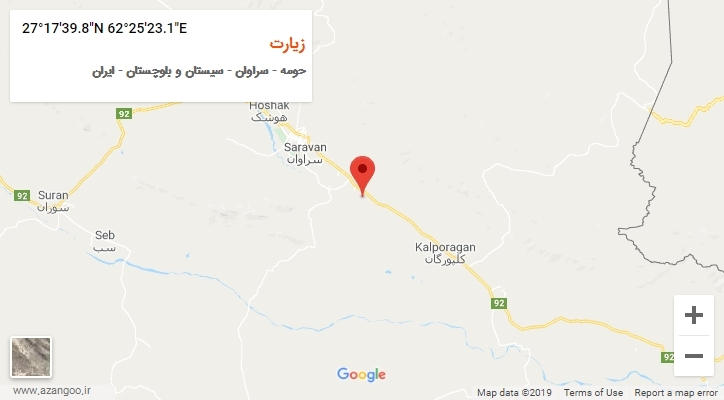 روستای زیارت بر روی نقشه