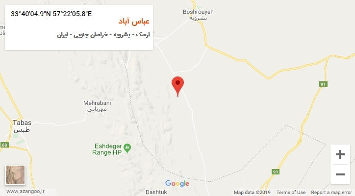 روستای عباس آباد بر روی نقشه
