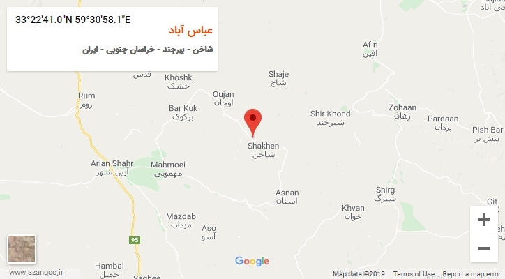 روستای عباس آباد بر روی نقشه