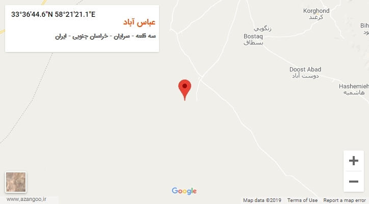روستای عباس آباد بر روی نقشه
