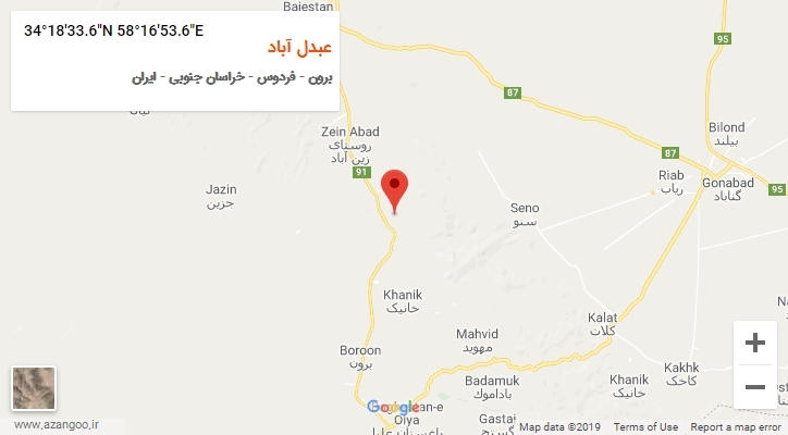 روستای عبدل آباد بر روی نقشه