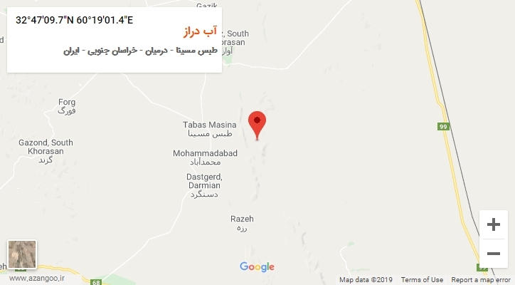 روستای آب دراز بر روی نقشه