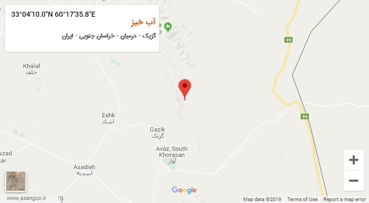 روستای آب خیز بر روی نقشه