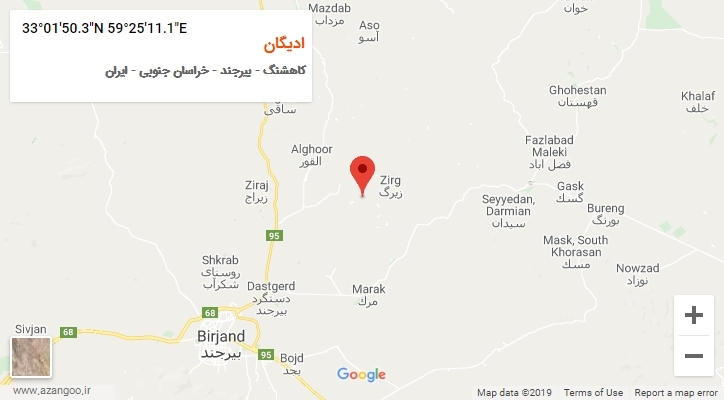 روستای ادیگان بر روی نقشه