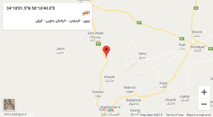 روستای افقو بر روی نقشه