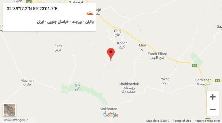 روستای عقه بر روی نقشه