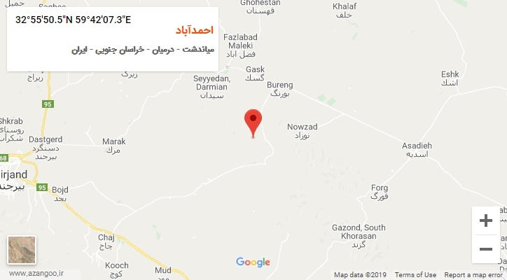 روستای احمدآباد بر روی نقشه