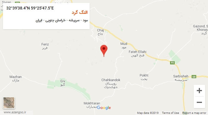 روستای النگ گرد بر روی نقشه