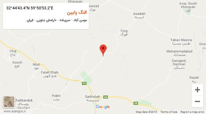 روستای النگ پایین بر روی نقشه