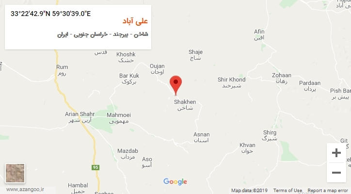 روستای علی آباد بر روی نقشه