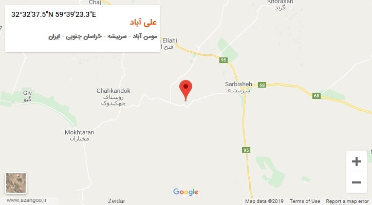 روستای علی آباد بر روی نقشه