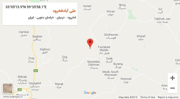 روستای علی آبادفخرود بر روی نقشه