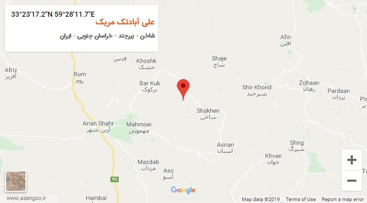 روستای علی آبادتک مریک بر روی نقشه