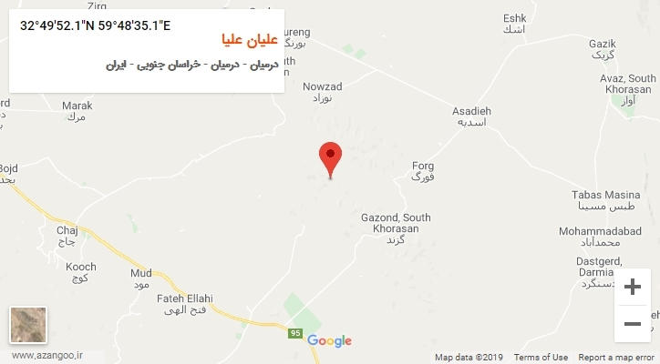 روستای علیان علیا بر روی نقشه
