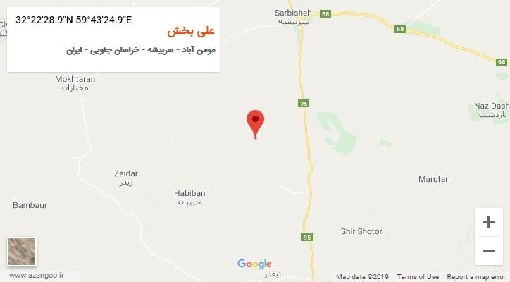 روستای علی بخش بر روی نقشه