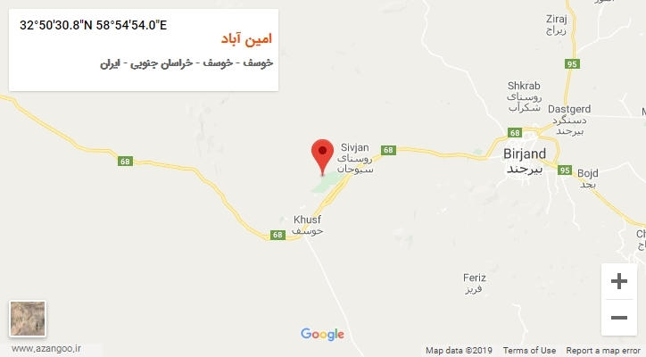 روستای امین آباد بر روی نقشه