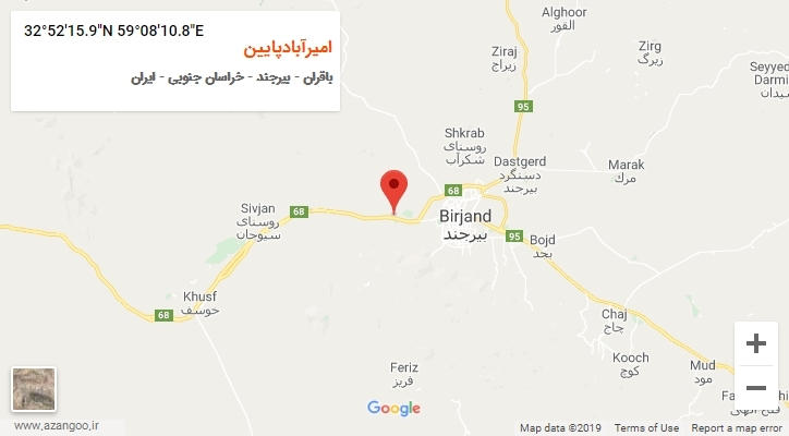روستای امیرآبادپایین بر روی نقشه