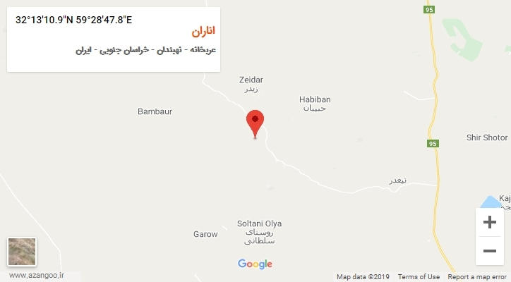 روستای اناران بر روی نقشه