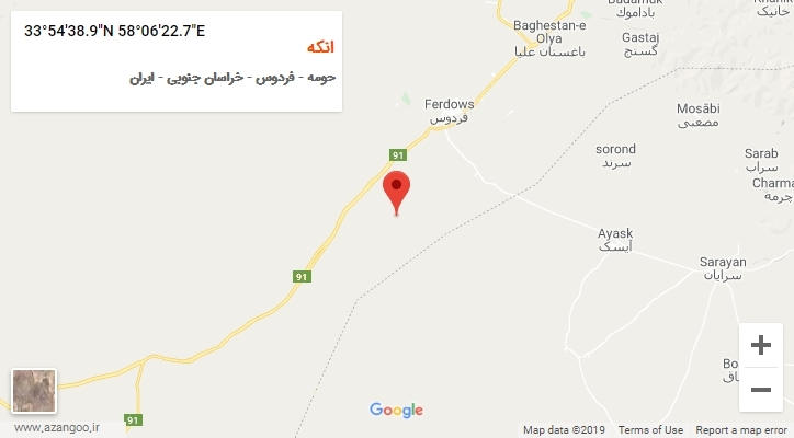 روستای انکه بر روی نقشه