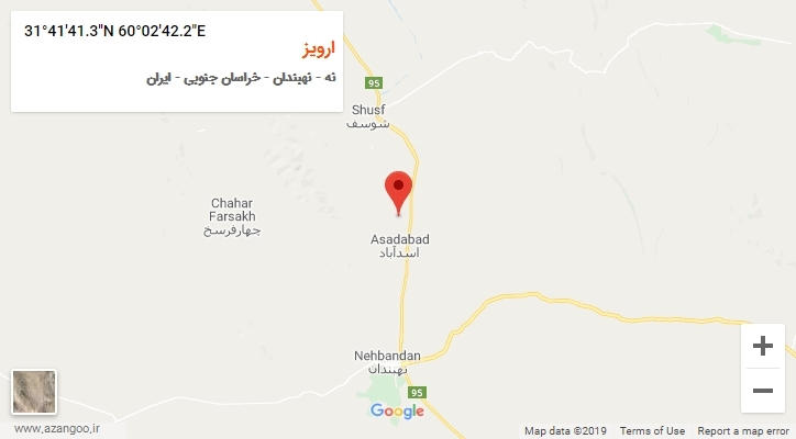 روستای ارویز بر روی نقشه