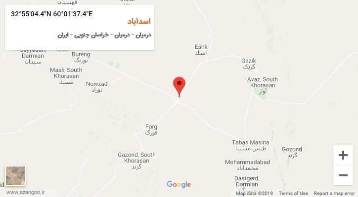 روستای اسدآباد بر روی نقشه