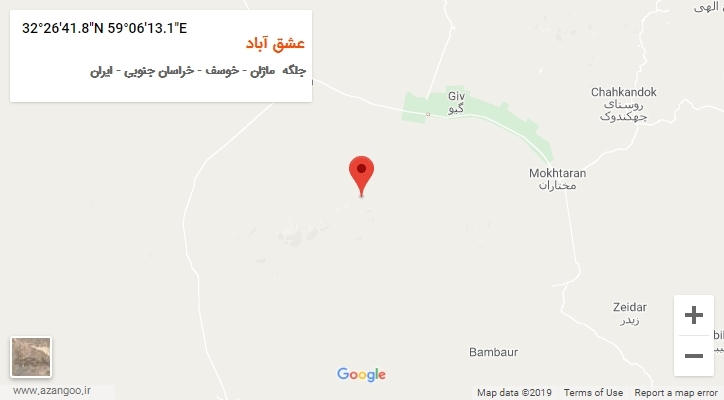 روستای عشق آباد بر روی نقشه