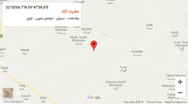 روستای عشرت آباد بر روی نقشه