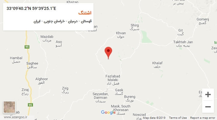 روستای اشتنگ بر روی نقشه