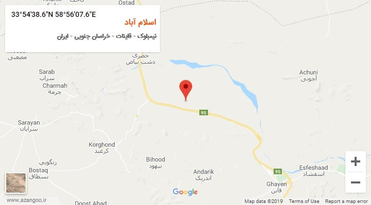 روستای اسلام آباد بر روی نقشه