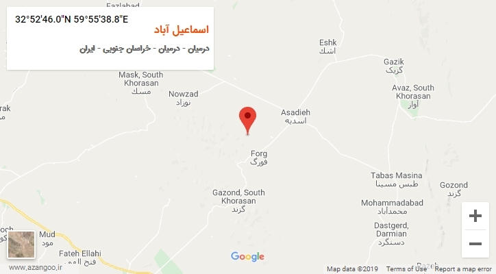 روستای اسماعیل آباد بر روی نقشه