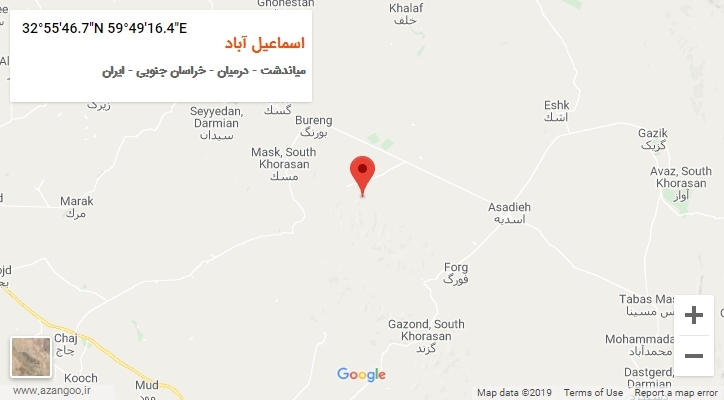 روستای اسماعیل آباد بر روی نقشه