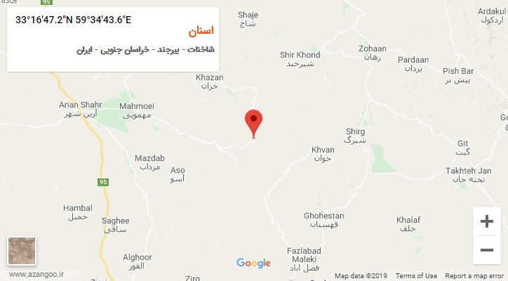 روستای اسنان بر روی نقشه