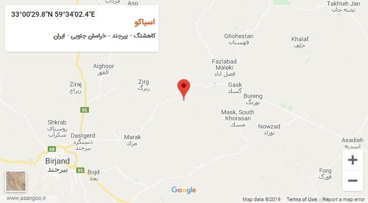 روستای اسیاکو بر روی نقشه
