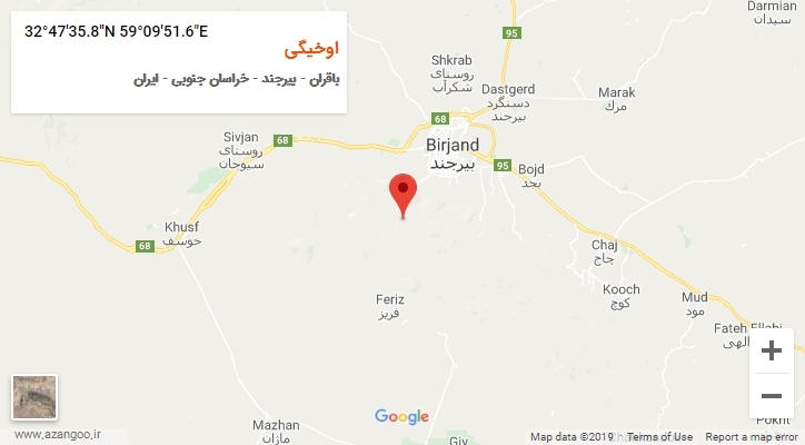روستای اوخیگی بر روی نقشه
