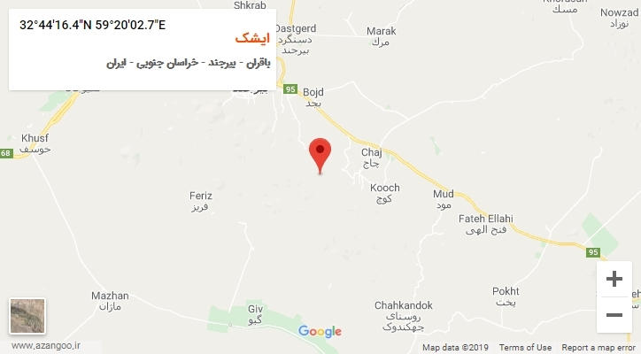 روستای ایشک بر روی نقشه