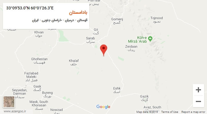 روستای بادامستان بر روی نقشه