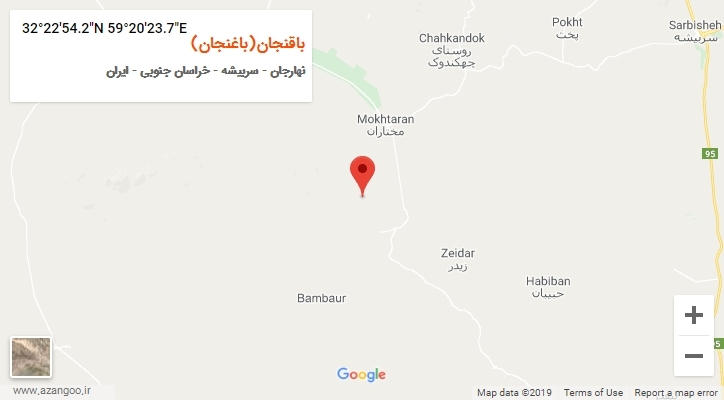 روستای باقنجان(باغنجان) بر روی نقشه