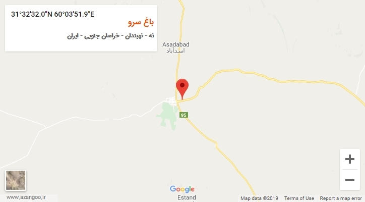 روستای باغ سرو بر روی نقشه