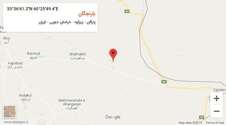 روستای بارنجگان بر روی نقشه
