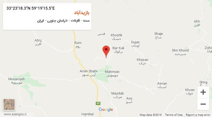 روستای بازیدآباد بر روی نقشه