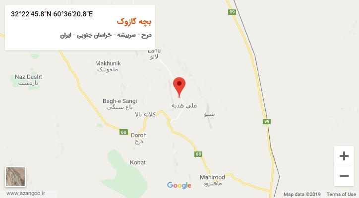 روستای بچه گازوک بر روی نقشه