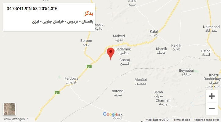 روستای بدگز بر روی نقشه