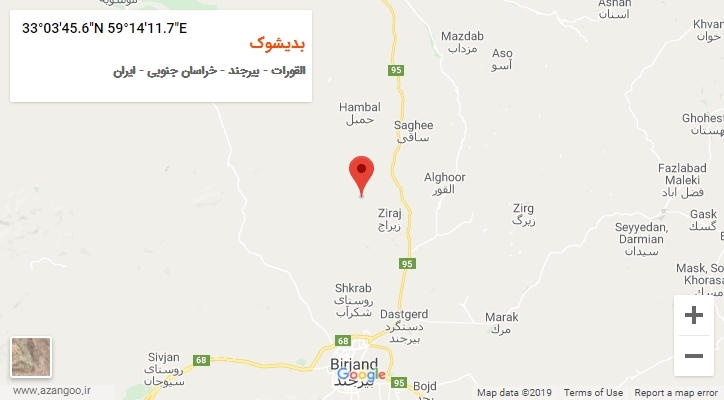 روستای بدیشوک بر روی نقشه