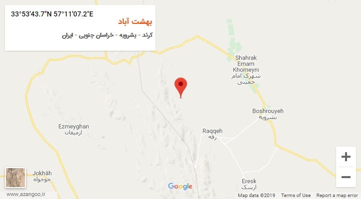 روستای بهشت آباد بر روی نقشه