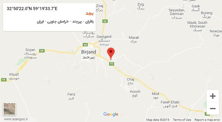 روستای بجد بر روی نقشه