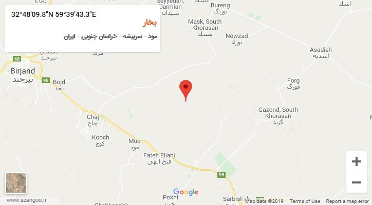 روستای بخار بر روی نقشه