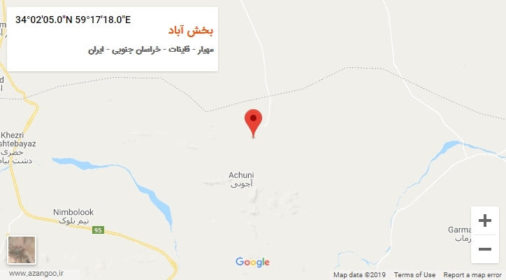 روستای بخش آباد بر روی نقشه