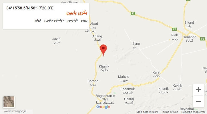 روستای بکری پایین بر روی نقشه